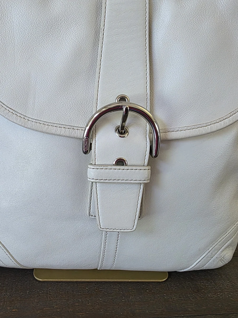 Coach Vintage Soho Large White Leather Convertible Crossbody Shoulder Bag Y2K